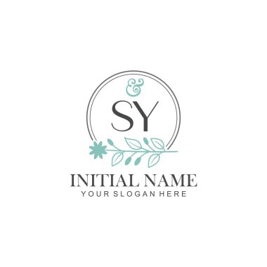 Botanik Elementlerle SY İlk Logo Şablonları