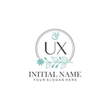 Botanik Elementlerle UX İlk Logo Şablonları