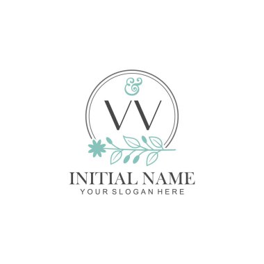 Botanik Elementlerle VV İlk Logo Şablonları