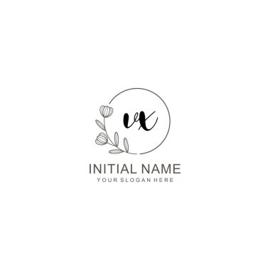 Çiçek ve Modern Tasarımlı Zarif VX Baş Logoları