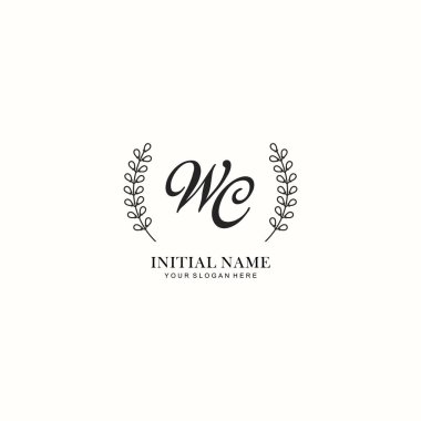 Botanik Elementlerle WC İlk Logo Şablonları