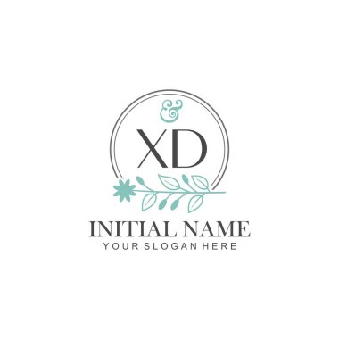 Botanik Elementlerle XD İlk Logo Şablonları