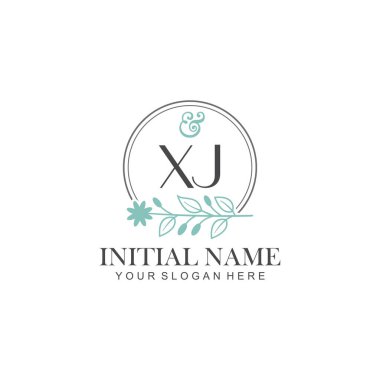 Botanik Elementlerle XJ İlk Logo Şablonları