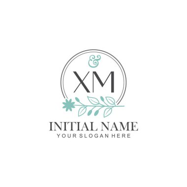 Botanik Elementlerle XM İlk Logo Şablonları