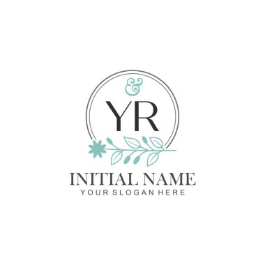 Botanik Elementlerle YR İlk Logo Şablonları