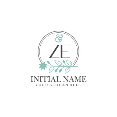 Botanik Elementlerle ZE İlk Logo Şablonları