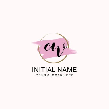 Sanatsal Fırça Aksanlı CW Modern El Yazısı Logosu