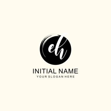 Sanatsal Fırça Aksanlı EH Modern El Yazısı Logosu