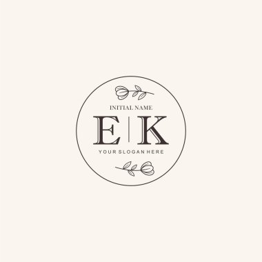 Etiketleme Kimliği için EK Minimalist Klasik İlk Logo Tasarımı