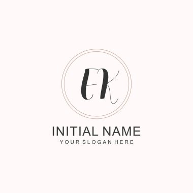 Etiketleme Kimliği için EK Minimalist Klasik İlk Logo Tasarımı