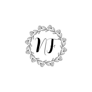 Çiçek İlham Veren Zamansız ve Sanatsal Markalar İçin NF Logoları