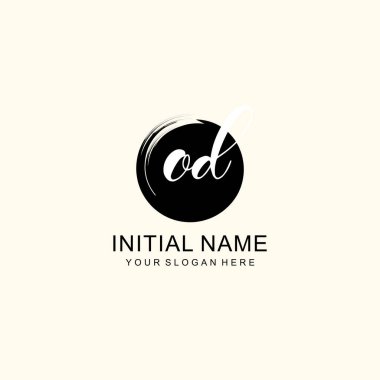 Sanatsal Fırça Aksanlı OD Modern El Yazısı Logosu