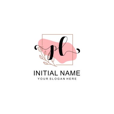 Sanatsal Fırça Aksanlı PL Modern El Yazısı Logosu