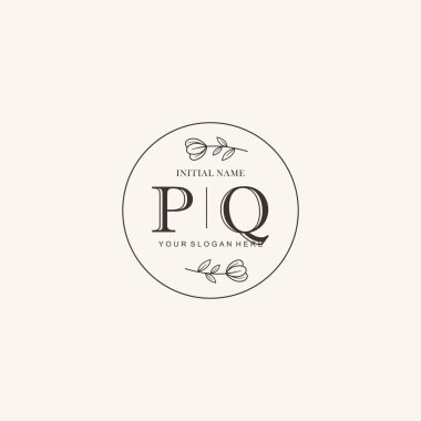 Markalaşma Kimliği için PQ Minimalist Klasik İlk Logo Tasarımı
