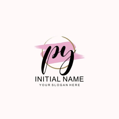 Sanatsal Fırça Aksanlı PY Modern El Yazısı Logosu