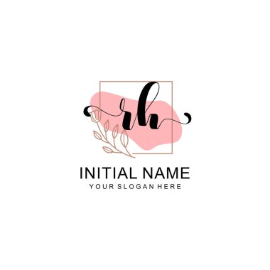 Sanatsal Fırça Aksanlı RH Modern El Yazısı Logosu