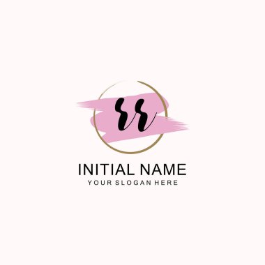 Sanatsal Fırça Aksanlı RR Modern El Yazısı Logosu