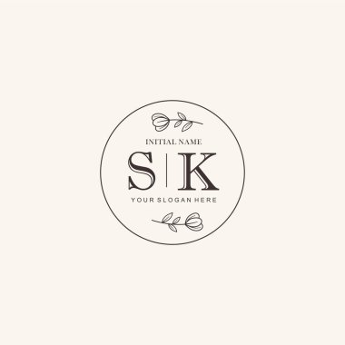 Markalaşma Kimliği için SK Minimalist Klasik İlk Logo Tasarımı