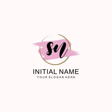 Sanatsal Fırça Aksanlı SN Modern El Yazısı Logosu