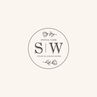 Markalaşma Kimliği için SW Minimalist Klasik İlk Logo Tasarımı