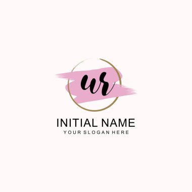 UR Modern El Yazısı Logosu Sanatsal Fırça Aksanlı