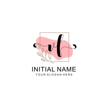 Sanatsal Fırça Aksanlı VF Modern El Yazısı Logosu