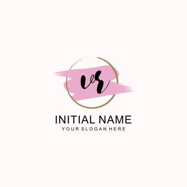 Sanatsal Fırça Aksanlı VR Modern El Yazısı Logosu