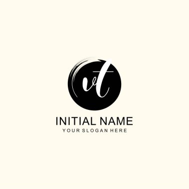 Sanatsal Fırça Aksanlı VT Modern El Yazısı Logosu