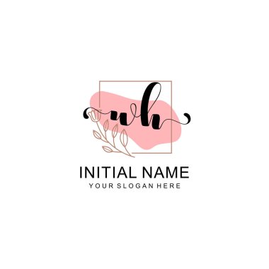 Sanatsal Fırça Aksanlı WH Modern El Yazısı Logosu