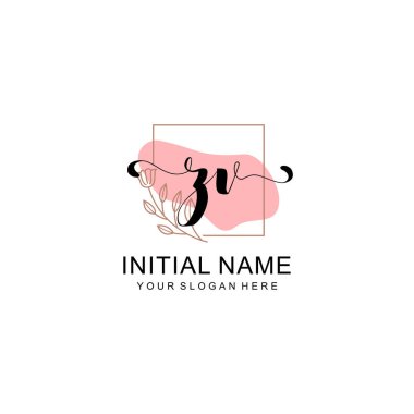 Sanatsal Fırça Aksanlı ZV Modern El Yazısı Logosu