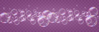 Şeffaf sabun köpükleri. Vektör illüstrasyonu. EPS 10.