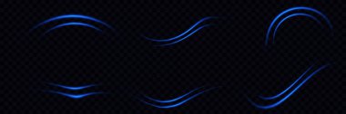 Kıvrımlı kıvrımlar çizgiyi hızlandırır. Açık beyaz dalga. Bokeh etkisiyle parlayan kıvırcık. Vektör png. EPS 10.