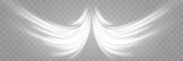 Kıvrımlı kıvrımlar çizgiyi hızlandırır. Açık beyaz dalga. Bokeh etkisiyle parlayan kıvırcık. Vektör png. EPS 10.