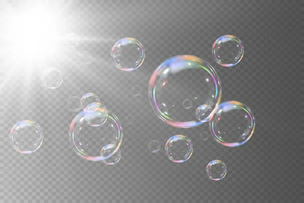 Sabun köpükleri. Sabun köpüklerinin gerçekçi bir koleksiyonu..