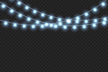 Yeni yılın ışıldayan çelenkleri, şenlikli süslemeleri. Vektör illüstrasyonu.