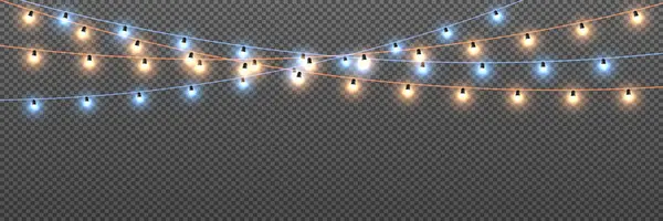 Yeni yılın ışıldayan çelenkleri, şenlikli süslemeleri. Vektör illüstrasyonu.