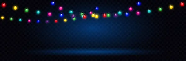 Yeni yılın ışıldayan çelenkleri, şenlikli süslemeleri. Vektör illüstrasyonu.