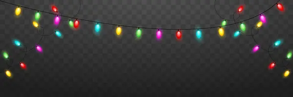 Yeni yılın ışıldayan çelenkleri, şenlikli süslemeleri. Vektör illüstrasyonu.