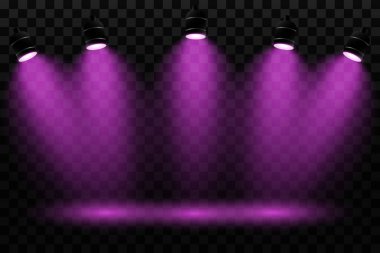 Spotlights, unutulmaz bir ışık. Şeffaf bir arkaplanda.