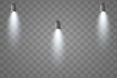 Spotlights, unutulmaz bir ışık. Şeffaf bir arkaplanda.