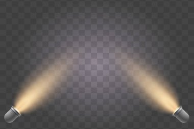 Spotlights, unutulmaz bir ışık. Şeffaf bir arkaplanda.