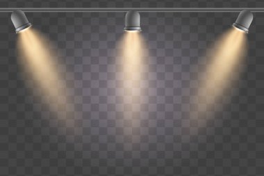 Spotlights, unutulmaz bir ışık. Şeffaf bir arkaplanda.