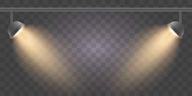 Spotlights, unutulmaz bir ışık. Şeffaf bir arkaplanda.