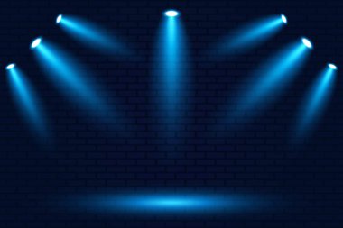 Şeffaf arka planda gerçekçi sahne ışıkları. Vektör illüstrasyonu EPS 10.