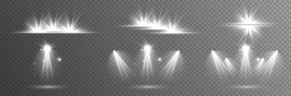 Şeffaf arka planda gerçekçi sahne ışıkları. Vektör illüstrasyonu EPS 10.