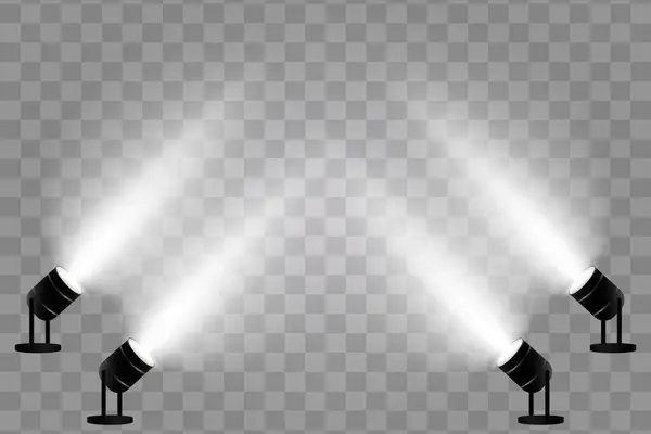 Şeffaf arka planda gerçekçi sahne ışıkları. Vektör illüstrasyonu EPS 10.