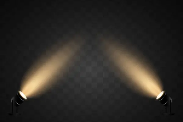 Şeffaf arka planda gerçekçi sahne ışıkları. Vektör illüstrasyonu EPS 10.