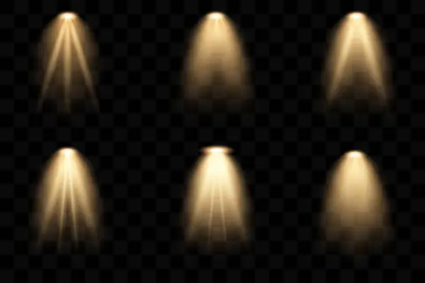 Şeffaf arka planda gerçekçi sahne ışıkları. Vektör illüstrasyonu EPS 10.