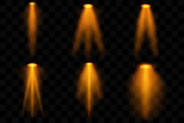 Şeffaf arka planda gerçekçi sahne ışıkları. Vektör illüstrasyonu EPS 10.