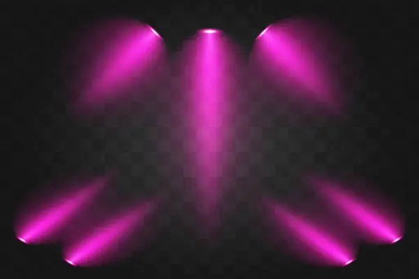 Şeffaf arka planda gerçekçi sahne ışıkları. Vektör illüstrasyonu EPS 10.